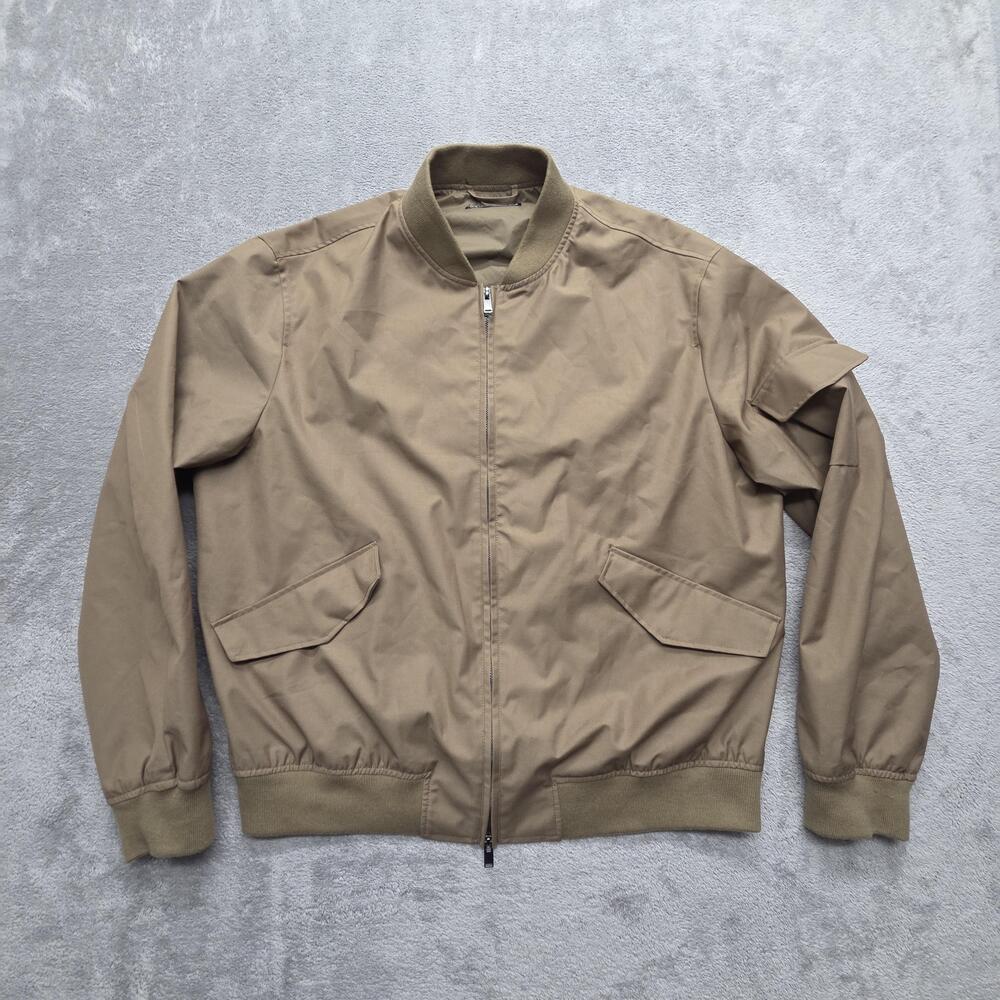 ZARA Jacket Mens XL Brown Bomber Lined Lightweight Full Zip Pockets Collared